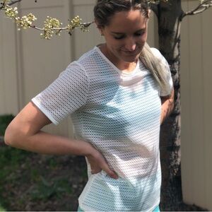 Kiava White Mesh Women's Workout Tee